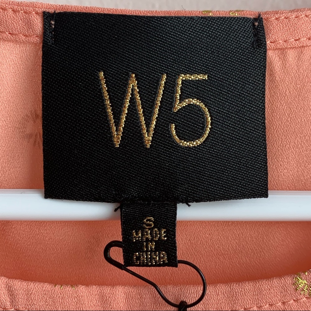 NWT Anthropologie W5 Peach & Gold Ruffle Blouse - Picture 3 of 5